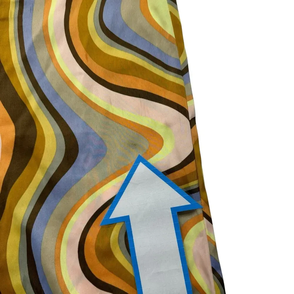 URBAN OUTFITTERS Olympia Scarf Pant Swirl Wide Leg Sz Small Orange Brown Yellow - Picture 9 of 9